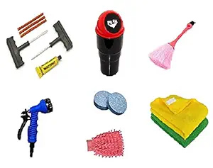 car Cleaning kit Combo car Accessories Cleaning(car dustbin /7 in 1 Spray Gun/Hand Gloves/Puncture Repair kit/1pcs Magic Tablet/2pcs Microfiber Cloth/car ac Brush) -car Washing kit(7Pcs Combo)
