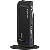 Wavlink USB 3.0 Universal Dual Display Docking Station Support HDMI / DVI / VGA with 6 USB Ports (2 USB 3.0 + 4 USB 2.0),Gigabit Ethernet and Audio Jack for PC and Mac