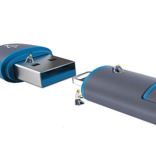 2 in 1 USB kabel für Blitz Micro Flach Kabel Lade Daten Sync Ladegerät Kabel für iPhone 7 6S plus SAMSUNG HUAWEI Telefonkabel (Blau) - 3