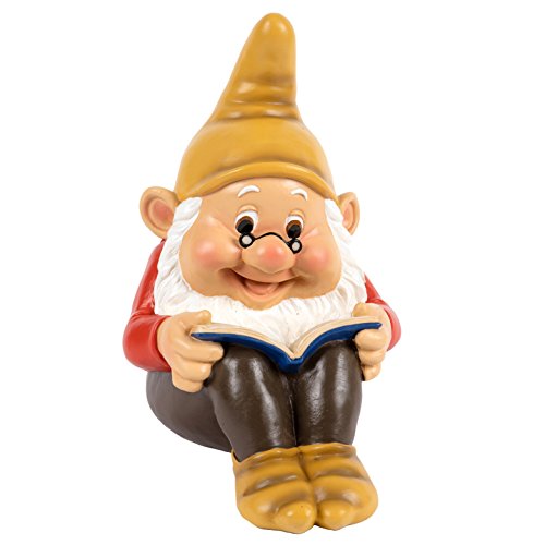 Garden Gnome Reading a Book Indoor Outdoor Novelty Decor Gnomelands