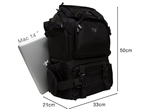 BAGSMART Sac    Dos pour Appareil Photo Reflex Accessoires Ordinateur Portable Sac    Dos Professionel pour Appareil Photo Canon Nikon Sony Panasonic Noir