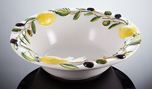 Bassano Ausgefallene italienische Keramik große runde Oliven-Zitronen Schüssel-Schale 33x9