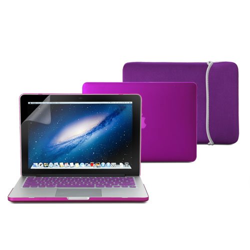 GMYLE Dunkel Lila 4 in 1 Hülle Tasche für Macbook Pro Retina 13 Zoll mit Retina Display - Weicher Transportbeutel - Tastatur-Abdeckung (US Layout) - Schutzfolie für den Bildschirm (nicht für MacBook Pro 13)