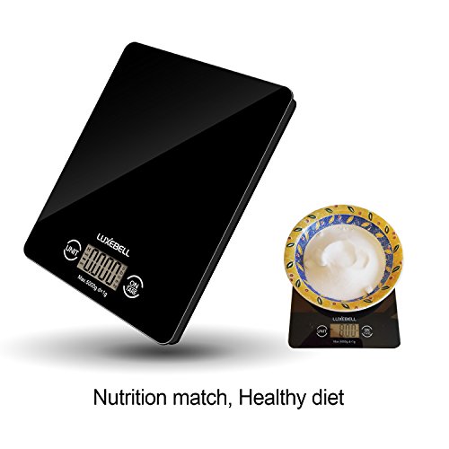 Luxebell Digital Kitchen Food Scale Multifunction Tempered Glass in Black, 11 Lbs/5Kg by Luxebell - 2