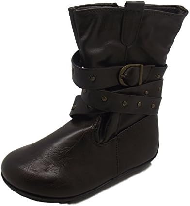 CUTE NEW LITTLE GIRLS GOODY 2 SHOES DARK BROWN TALL BUCKLE BOOTS INFANT SZ 6 -12 (Infant Size 6)