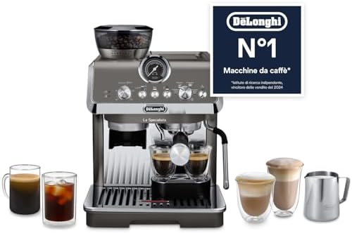 De'Longhi La Specialista Arte Evo EC9255.T Macchina per Caffè in Chicchi Manuale con Funzione Cold Brew, Montalatte Manuale My Latte Art, Incluso Kit da Barista, Controllo Temperatura, 1450W, Titanio