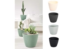 rg-vertrieb Blumentopf Pflanzentopf Balkontopf Strickmuster Optik Übertopf Geflecht-Optik 5 Farben (400 Grün)