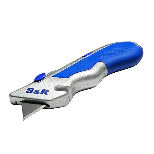 S&R Schnellwechssel – Profi – Teppichmesser 165mm, SK5 Klinge 3-stufig,Wechssel per Knopfdruck,4 Klingen - 9