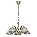 Produktbild MW-Light 295011005 Antik Messing Farbe Kronleuchter Klassisch Pendelleuchte 5 Flammig Glasschirme Wohnzimmer 5 x 60W E27