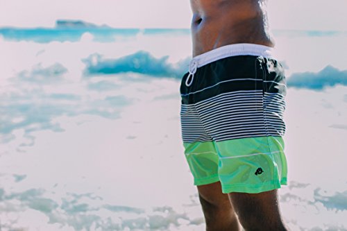 GUGGEN MOUNTAIN Herren Badeshorts Beachshorts Boardshorts Badehose gestreift *High Quality Print* - 2