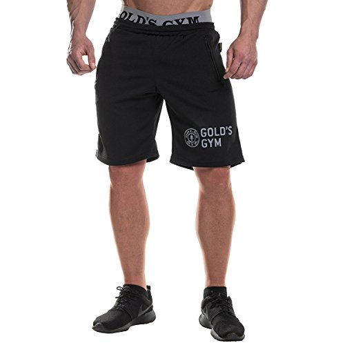 Golds Gym GGSHO069 Short de sport pour homme avec ceinture en maille doublée Noir Taille L