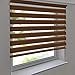 Produktbild Doppelrollo PREMIUM 115 x 160 cm braun - Duorollo Vario Seitenzug zum Anschrauben freihängend für Wandmontage und Deckenmontage - inkl. Metallträger