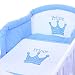 Baby Cot PRINCE 120x60 maden of wood incl. foam mattress and 9 pieces bedding complete set