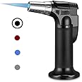 Butane Torch, ibforcty Refillable Culinary Cooking Torch Kitchen Blow Torch Lighter with Safety Lock Adjustable and Lock Flame (Butane Gas not Included) (Black)