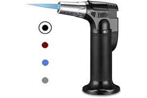 Butane Torch, ibforcty Refillable Culinary Cooking Torch Kitchen Blow Torch Lighter with Safety Lock Adjustable and Lock Flame (Butane Gas not Included) (Black)