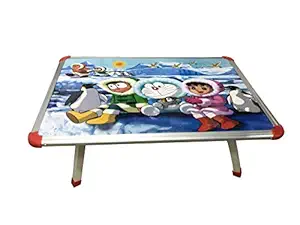 Indu Enterprises Study Table for Kids Girls and Boys, 2 in 1 Kids Multipurpose Foldable Bed Study Table Cum Laptop Table with Board Gift for Girls (Doremon Design) Big Size