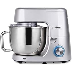 Cookmii 1800W Professionnel Robot Pâtissier Multiplication Robot Petrin Robot de Cuisine Haut-Puissance Pétrisseur avec Bol d'Acier inox 7,2L, Batteur, Fouet & Crochet