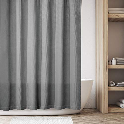 mDesign Cortinas para baño 100% algodón – Cortinas de ducha bonitas y