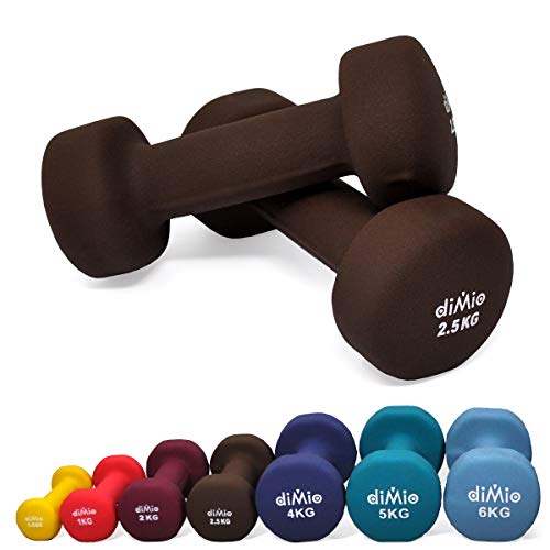 diMio 2,5 kg Neopren Gymnastik Hanteln im Doppelpack, Soft-Grip, für Fitness, Ausdauertraining und Muskelaufbau