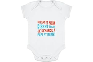 OTSHIRT Body bébé Je Demande à Papi et Mamie | Imprimé en France, Cadeau Humour Naissance Anniversaire baptème Original Rigolo Humoristique (,)
