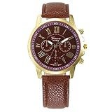 yanana M?dchen Runde Analog Zifferblatt Armbanduhr casuel Lederband Frauen-Quarz-Armbanduhr