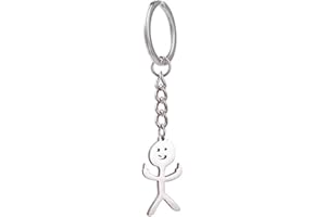 SSRDFU Portachiavi divertente Smiley Face Figurina linguaggio dei segni dito Stickman carino tendenza borsa auto chiave ciondolo coppia regalo portachiavi