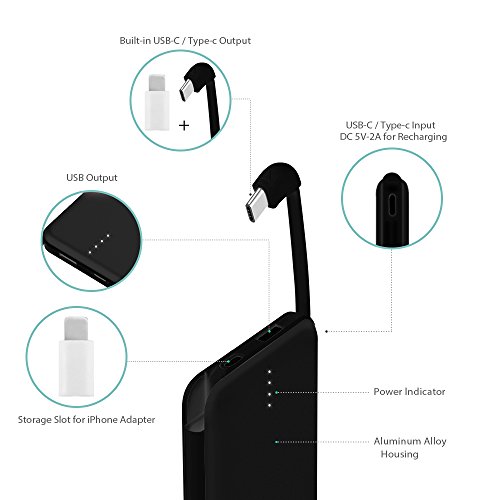Moxnice Batterie Externe 10000mAh Power Bank Petit Chargeur Portable Rapide et Portable de Batterie avec USB C C  ble Int  gr   pour iPhone Android Sa