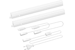 ENUOTEK Lampe Reglette a LED de Barre Plan de Travail Sous Meuble Cuisine LED 5W avec Interrupteur Longueur de Lampe 313MM Connectable Blanc Neutre 4000K, Lot de 2 Lampes