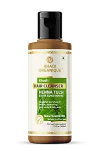 Khadi Organique Henna Tulsi Extra Conditioning Hair Cleanser SLS & Paraben Free, 210 ml