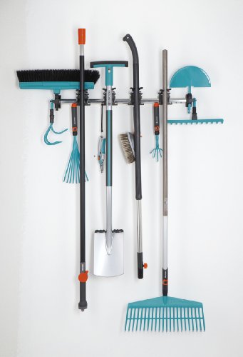 Gardena 3501-20 Halter für Combisystem Vorsatzgeräte; Zusätzliche Haken; Aluminium Leiste; Glasfaserverstärkte Kunststoff Halter; Stahlbügel Verzinkt (Belastbar: 10 kg Gesamtlast pro Einzelhalter) - 3