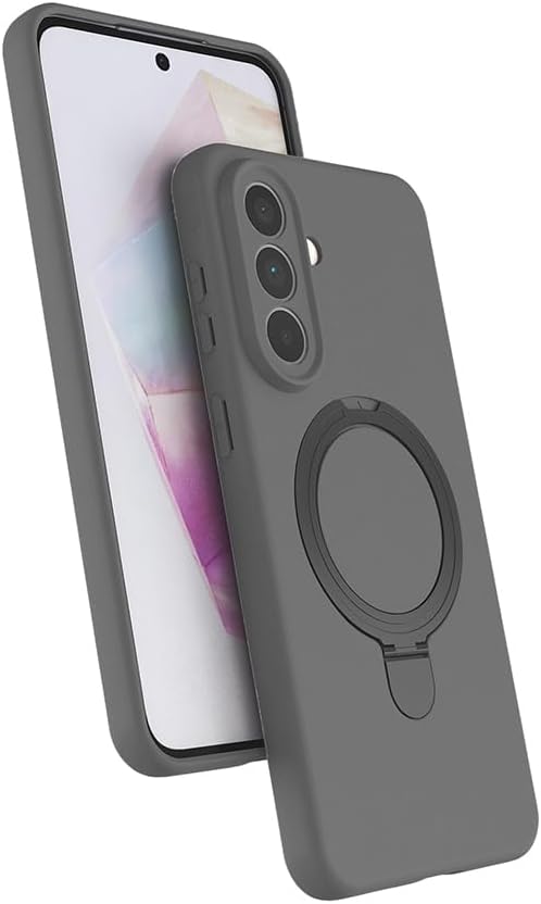 Coverzone Samsung Galaxy A37 ile uyumlu Kılıf MagSafe ile uyumlu Z-Samara Kapak Wireless Şarj Özellikli Stand Olabilen Galaxy A37 kilif Titanyum Gri