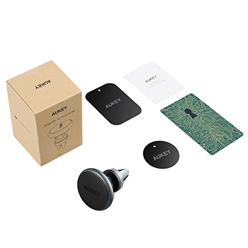 AUKEY Soporte M  vil Coche Aluminio Soporte Magn  tico 360 grados para iphone 6 6s 6 plus 6s plus ipad Sony Xperia  etc  Gris 