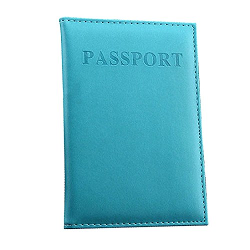 Travel Passport Cover, Indexp Unisex Dedicated Simple Solid Letters ID Card Cover Holder Protector Organizer (Light Blue, 14.2x9.8cm)