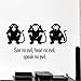 Produktbild Drei Weise Affe sehen kein Übel hören kein Übel sprechen kein Böses Vinyl Wandtattoo Aufkleber dekorative Muster Home Decor Kunst Wandbild 58x35cm