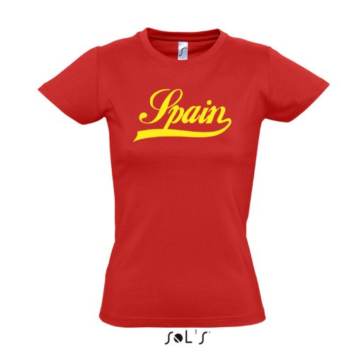 Damen T-Shirt – Spanien Oldschool Spain LÄNDERSHIRT EM / WM FAN Trikot S-XXL , red – gelb , XXL