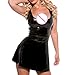 Produktbild MML Damen Sexy Unterwäsche Nachtwäsche Kunstleder Wet Look Sexy Backless Minikleid Bodysuit Clubwear Kleid (C)