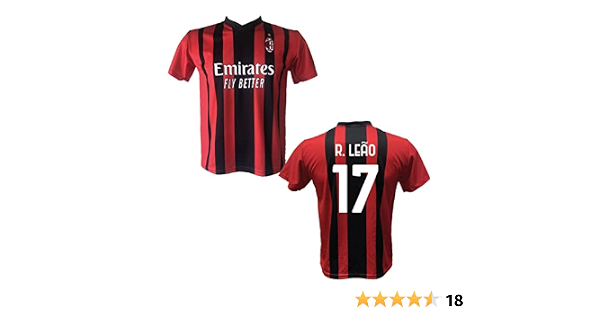 DND di D'Andolfo Ciro Maglia Calcio R. Leao 17 Milan Replica autorizzata  2021-2022 Taglie da Bambino e Adulto : Abbigliamento