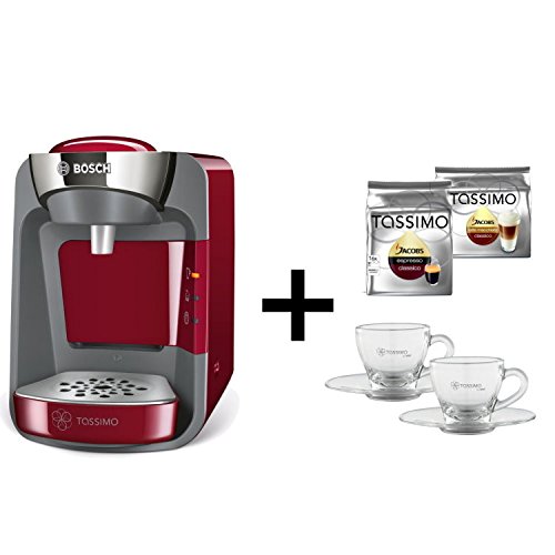Bosch TASSIMO SUNY rot + 2x TDisc + WMF Gläser Set