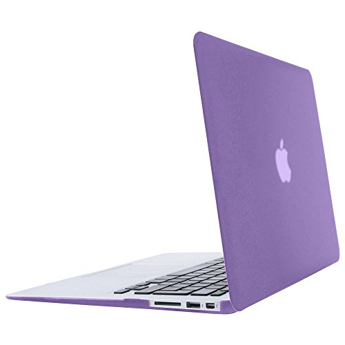 i-Buy Matte Gummierte Harte Schutzhülle Hülle für Apple Macbook Air 13.3 Zoll + Schutzfolie + Silikon Tastaturschutz + Anti-Staub-Stecker – Lila - 4