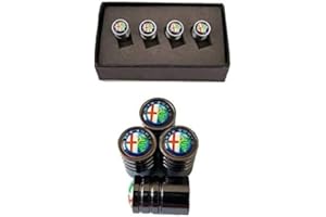 PROTREX UK Alfa Romeo Black Deluxe Wheel Valve Dust Caps. Giulietta, MiTo, Spider, 147