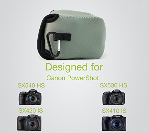 MegaGear Mat  riau L  ger  Neoprene Sac Photo Housse   tui Sacoche pour Canon PowerShot SX540 HS  SX530 HS  Canon PowerShot SX420 is  SX410 is  Gris 