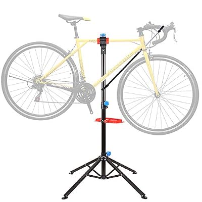 MVPower Pied d'Atelier pour Vélo Support Stand de Réparation Hauteur Réglable 105-170CM Pivotant jusqu'à 360° avec Support pour Outils