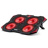 EMPIRE GAMING - Storm Cooler Refroidisseur PC Ordinateur Portable Gamer - 4 Ventilateurs - Contrôleur de Vitesse - 3 Hauteurs Réglables - 12 à 17''- Rétro-Éclairage LED Rouge - 2 Ports USB