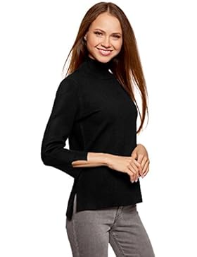oodji Ultra Damen Pullover mit Stehkragen und 3/4-Arm