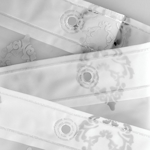 mDesign Duschvorhang 180×200 cm (silber) – schöner Dusch-/ Badewannenvorhang mit Metallösen – PVC-frei dank PEVA - 4