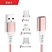Produktbild Liamoo Ladekabel 3in1 Set magnetisch USB C/Lightning / Micro USB- Datenkabel/Kabel / Charger/Magnetkabel rosé-Gold/rosa