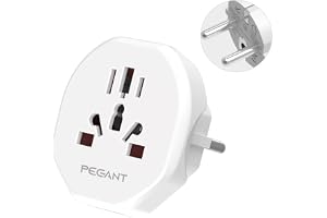 PEGANT World to EU Plug Travel Adapter for All Europe EU/UK/Australia/China/Russia/Turkey/Spain Worldwide Power Outlet Converter