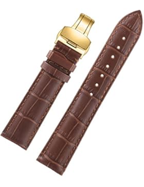 19mm braun Premium anständige Uhr Lederarmband Uhrenarmbänder für Männer Ton in Ton Naht genarbten Kalbsleder...