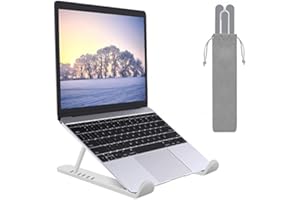 EMIUP Laptop Stand,Foldable Portable Desk Laptop Stand,Ventilated Cooling Notebook Mount,6-Levels Adjustable Ventilation Laptop Holder for Tablet PC (White)