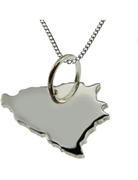 Bosnien Anhänger 925 Silber mit Halskette ( 1,2mm Panzer ) in 50cm